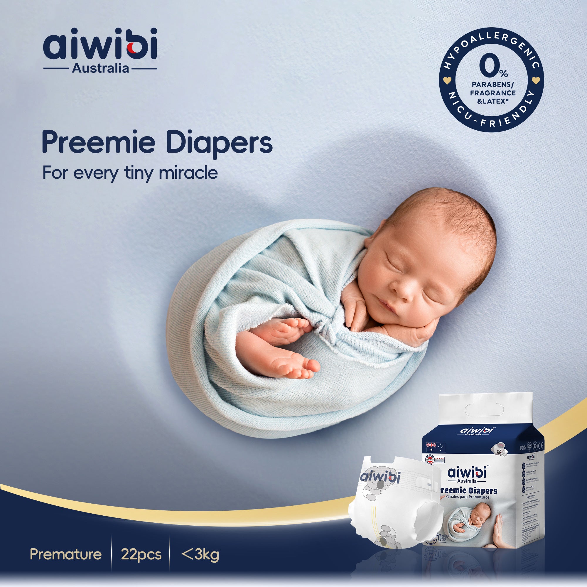 Preemie Diapers 22Pcs